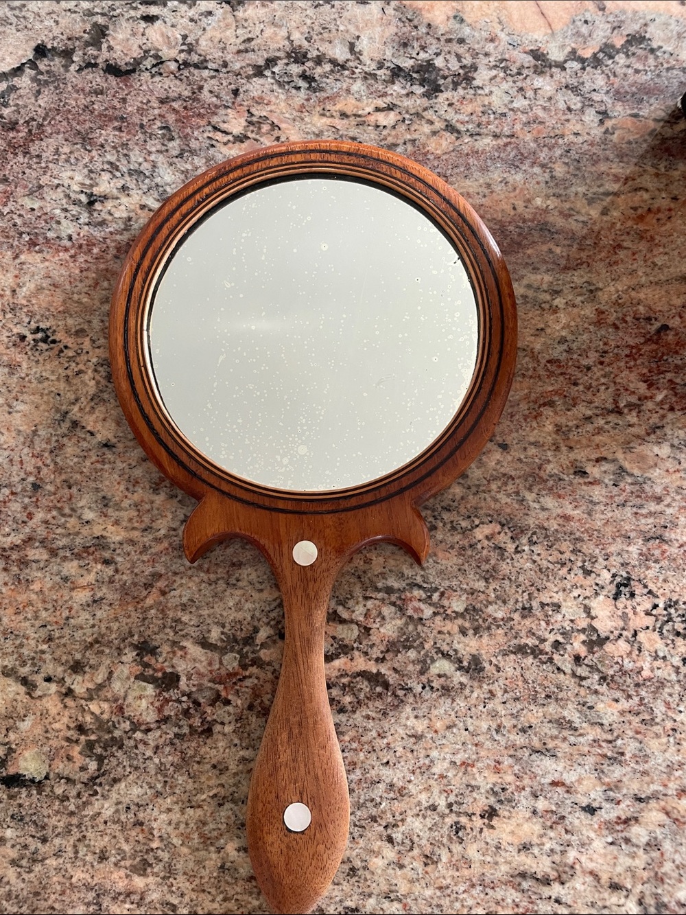 Vintage Wood Handheld Mirror
